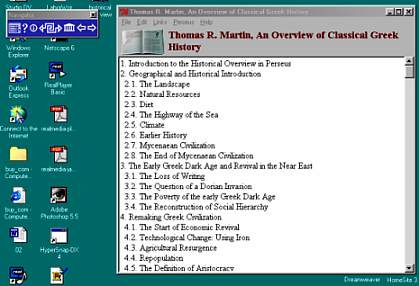 Historical Overview menu page of Perseus 2.0.