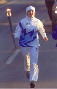 Amanda Bird carried the Olympic Torch through Saratoga Springs last winter.