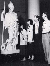 Minerva Statue & Students in Draper Hall