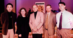 Technology Play Project Playwrights, from left to right: Daniel Ho, Stacy Orsini, William Kennedy, Malcolm Messersmith and Daniel J. Whalen
