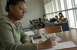 Student studying in the New Library