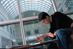 Student studying in the New Library