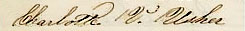 Charlotte V. Usher's signature from the Normal School Registration Book, 1845-67