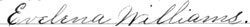 Evelina Williams signature from the Normal School Registration Book