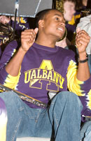 AJ Simms enjoys adding to the Great Dane spirit at UAlbany's annual Big Purple Growl.