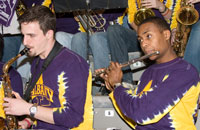 Ashley "AJ" Simms performs with the UAlbany Pep Band.