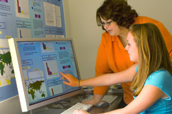 Janet Stamatel of the School of Criminal Justice and undergraduate researcher Erin Horan