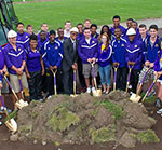 Members of the UAlbany Great Danes track and field teams helped to officially break ground on a new venue that will allow the teams to host meets in the 2014 season.