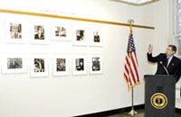 President Kermit L. Hall at the portrait unveiling.