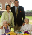Alumni Association board member Kay Hotaling '67 and incoming Association President Robert Burstein '72 spend some time with (seated L. to R.) Carolyn Fonda Viall '36 and Mary Renison '37 at the All-Class luncheon.