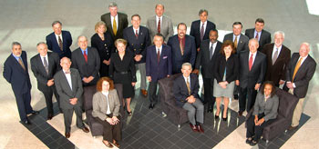 President Hall and Provost Herbst with the Board of Visitors.