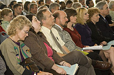 Stephen R. Portch, chair of the Board of Visitors, addressed the Fall Faculty Meeting 