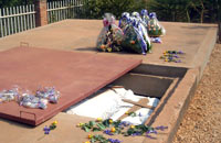 The genocide memorial in Kigali where a mass grave was opened in order to add the remains of another victim.