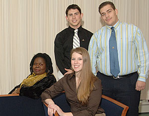 Clockwise, Inaugural Scholars Zakhar Berkovich, Jeffrey Castillo, Jessica Gunsch, and Sheila Gaddy.