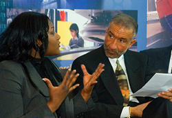 Mary Graham speaking with Alain Kaloyeros