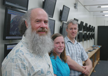 Jeffrey Haugaard, Sara Ganetis, and Atmospheric and Environmental Sciences Chair Christopher Thorncroft 