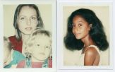 Two Polacolor images by Andy Warhol, of a mother and two todlers, and a young girl. 