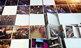 Choral members at work in a series of folding photo boxes