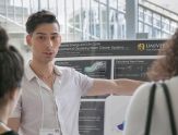 Aleks Siemenn ’19 displays his research on oscillating water column systems at last spring’s CURCE Research Fair