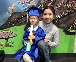 Xiwen "Sophia" Wang and her son Ruihan.