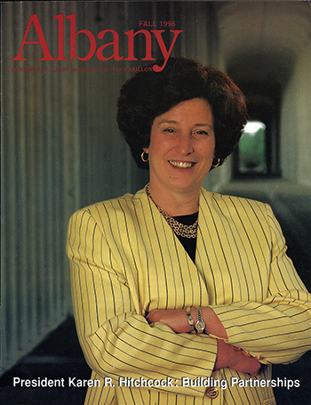 Karen Hitchcock on the Fall 1996 cover of UAlbany Magazine