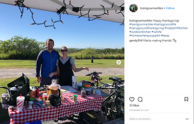 The couple celebrated Thanksgiving at at campsite in Texas. 