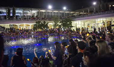 UAlbany Candlelighting Ceremony aglow by the Main Fountain