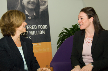 From left, Sheri Lyons was an internship mentor to Courtney Arduini. 