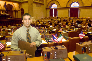 UAlbany's Alex Pena works in the NYS Assembly.