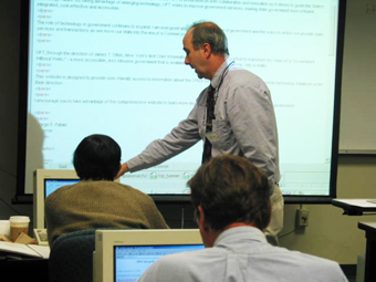 UAlbany CTG web application developer Jim Costello teaches an XML class to state agency workers.