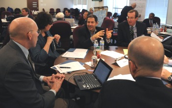Participants hold a roundtable discussion at the UAlbany CTG-NASCIO technology workshop.