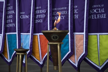 Photo of ceremonial lighting of the University Torch.
