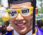 Student wears Class of 2017 sun glasses.