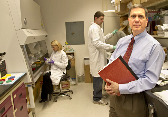 Vice President for Research James A. Dias in the lab. 