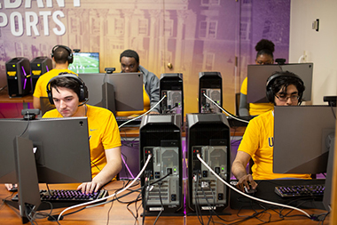 Photo of the UAlbany eSports Arena at Draper Hall.