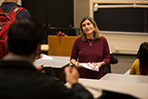 Erin Bell, professor of environmental health sciences, teaching a class.