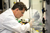 Associate professor Ewan McNay, working in his lab.