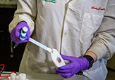 The Halámek lab showcases a prototype of its sweat testing strip.