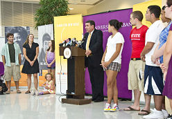 President George M. Philip addresses the crowd