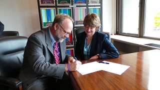 Tim Mulcahy UAlbany provost, and Ellen Kennedy, BCC president