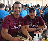 Students volunteer in UAlbany's Uptown Campus Ballroom.