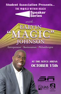Earvin "Magic" Johnson Jr. will speak at UAlbany Oct. 15.