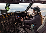 DAES student Emily Paltz flies Kermit – the NOAA42 P-3 Hurricane Hunter – during the OTREC field campaign.