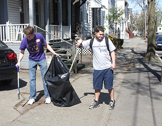 Students cleaning up