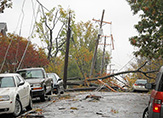 A look at the damage to power lines and trees caused by Superstorm Sandy in October 2012.