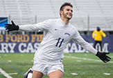 Junior Afonso Pinheiro celebrates game-clinching goal against Boston College.