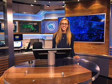 Ashley Williamson, Class of 2020, job shadows meteorologists at WBZ - CBS Boston News.