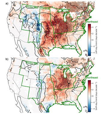 Trends in annual large hail environment days.