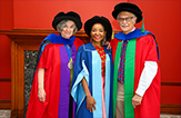 UAlbany's Marlene Belfort, at left, with University of Cape Town Vice Chancellor Mamokghethi Phakeng and George Belfort