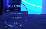 UAlbany's blue glass award for Student Success Collaborative Return on Education.